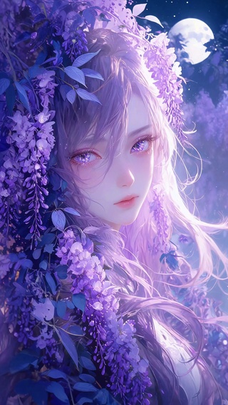 唯美紫色美女壁纸