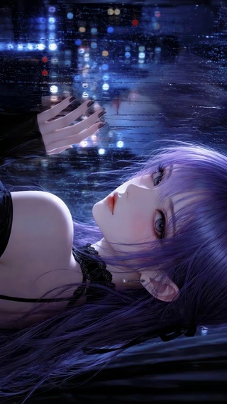 雨夜紫发少女