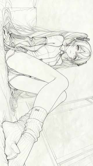 线稿初音未来miku