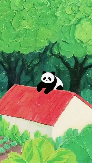 森林菜园害羞的小熊猫