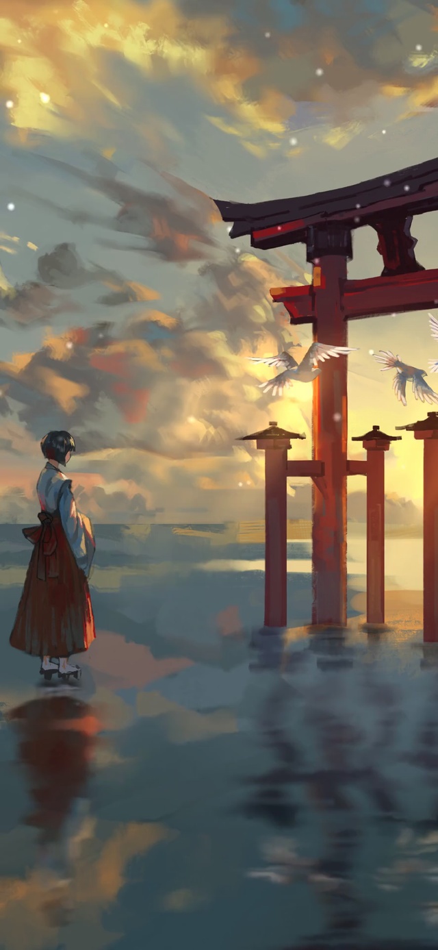日系油画-祭祀少女