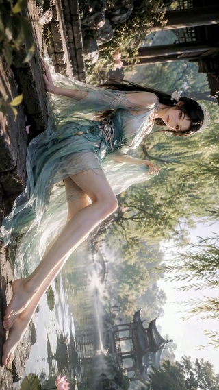 水岸古风仙气汉服美女