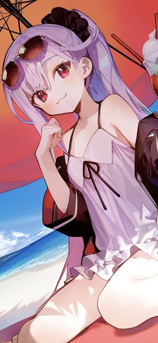 海边泳装少女-长夜月