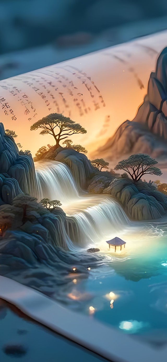 卷轴山水画