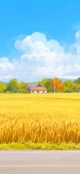 秋天的稻田车站