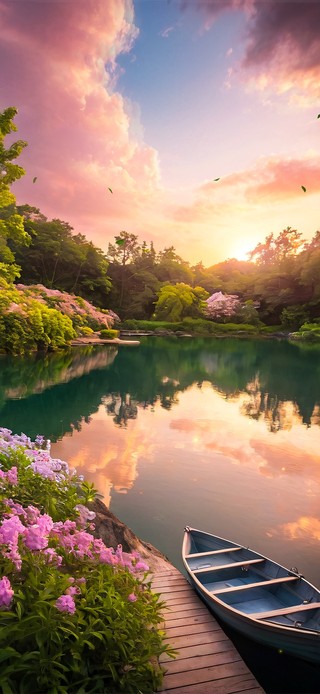 唯美夕阳湖景