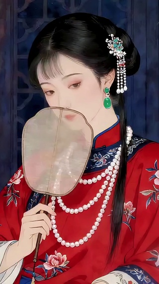 工笔画-依扇听棠