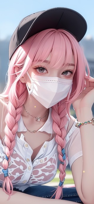 夏日口罩女孩