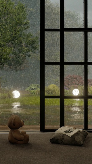 下雨天的小熊