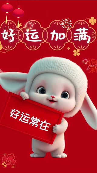 新年好运加满兔子