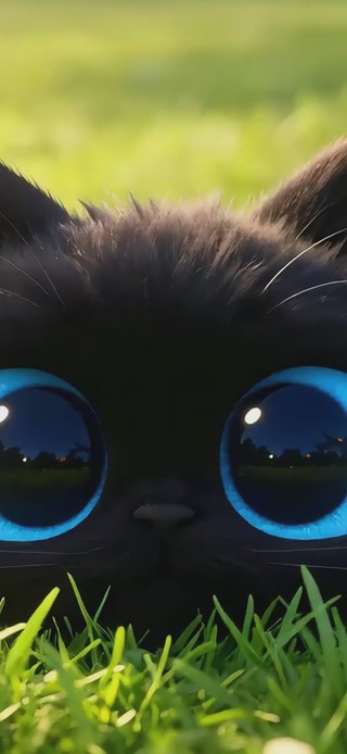 草地小黑猫