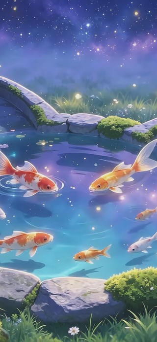 小猫池塘夜晚