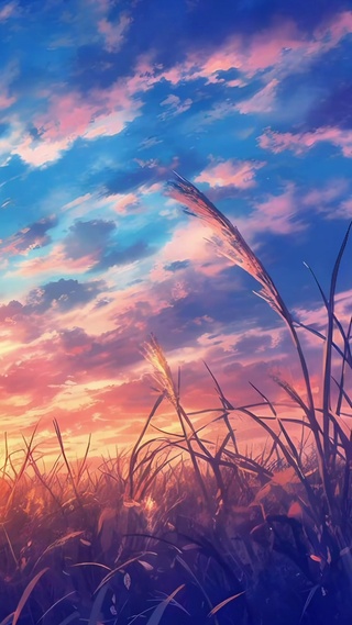草间夕照