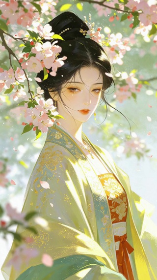 落花古风美女壁纸