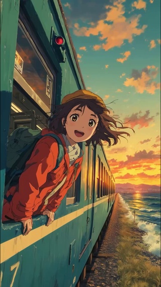 旅途中的美少女