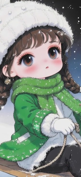 滑雪的小女孩