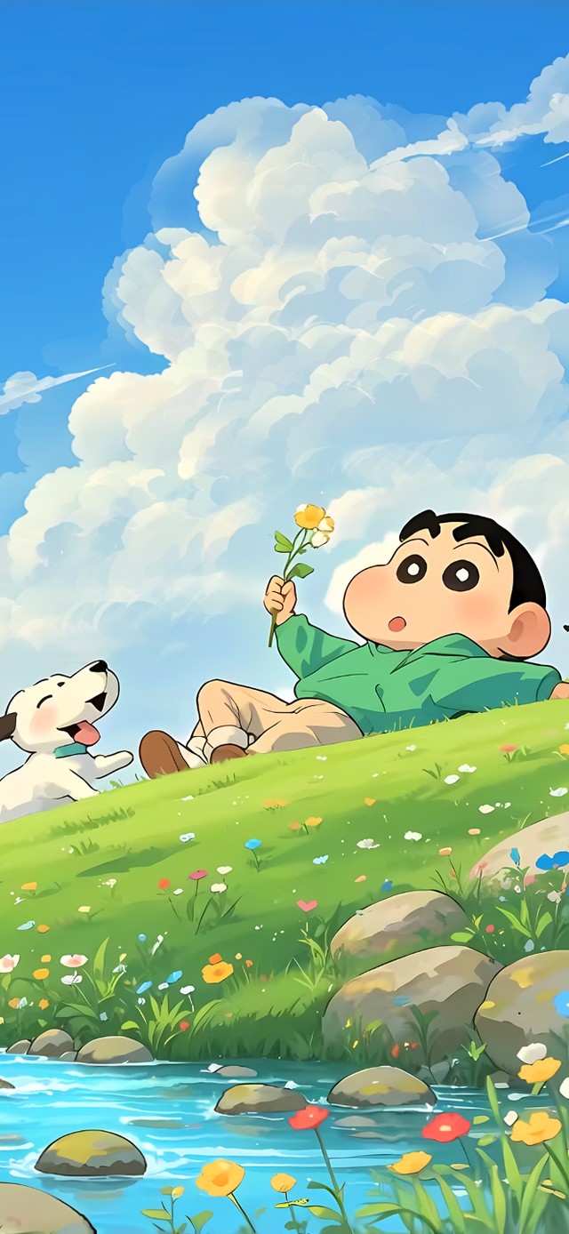 春天山坡上小新