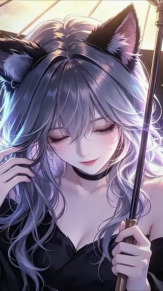 雨夜微光与猫耳少女
