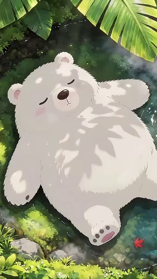 树荫下纳凉的白熊