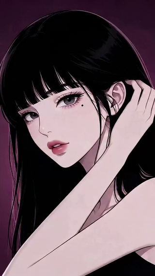 暗黑风黑长直二次元美少女