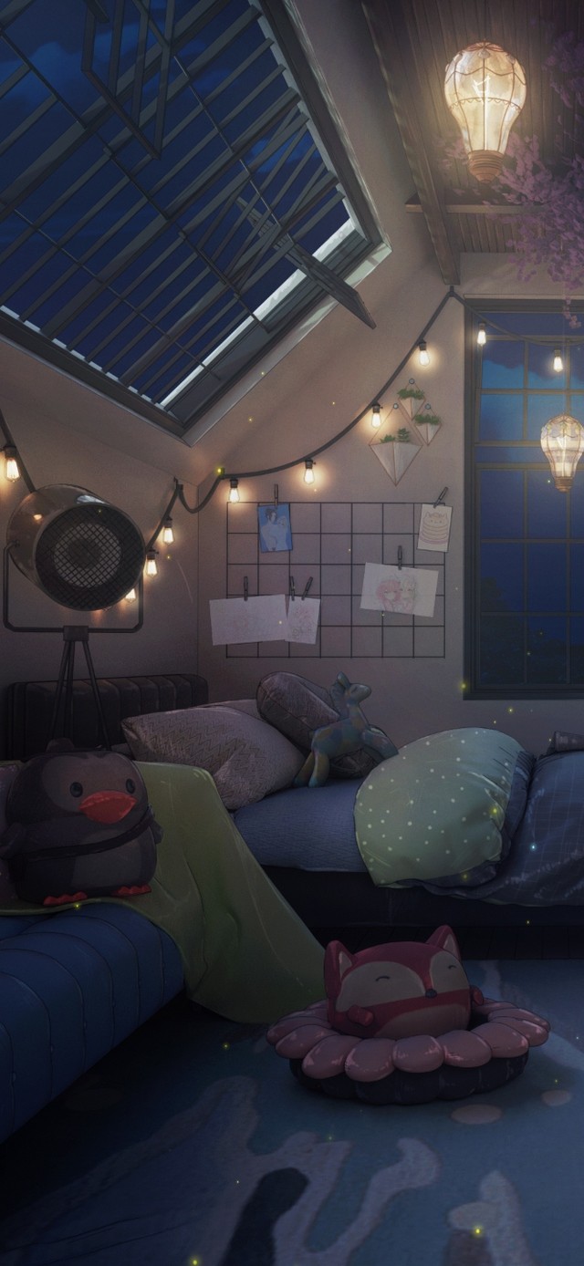 夜晚治愈温馨卧室