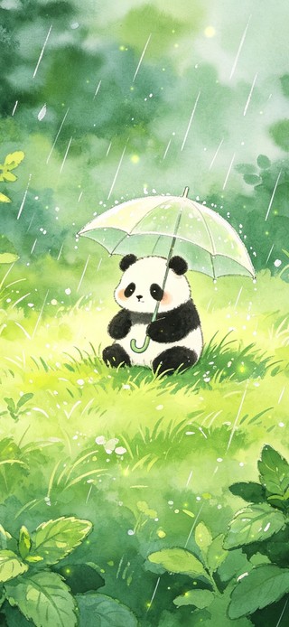 打伞的小熊猫