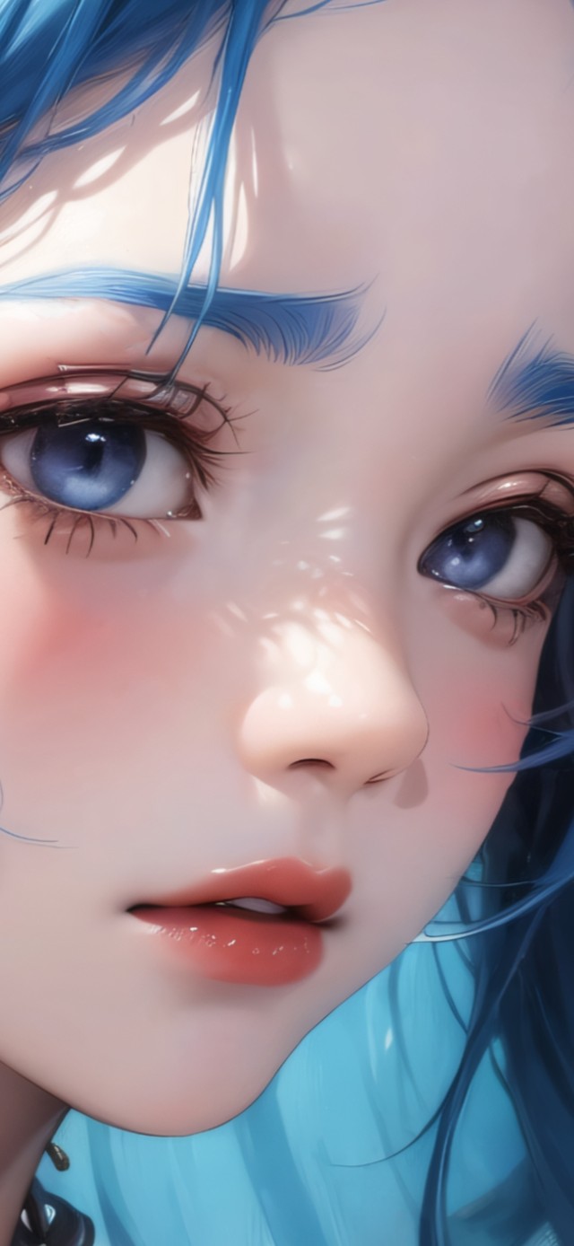 可爱清纯蓝发少女