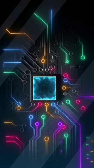 4k科幻科技炫彩手机芯片电路