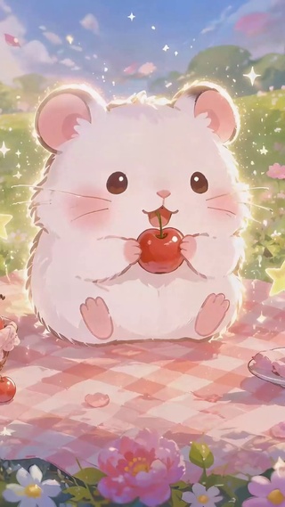 花田野餐可爱仓鼠