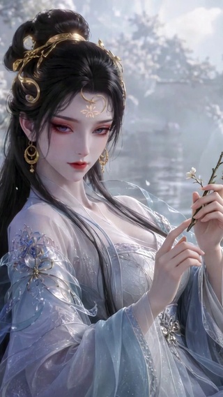 古风庭院清冷美人