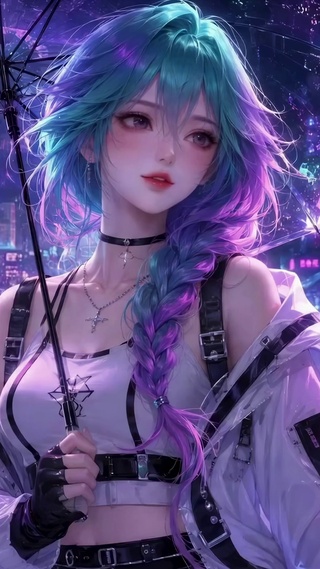 赛博朋克雨夜美少女