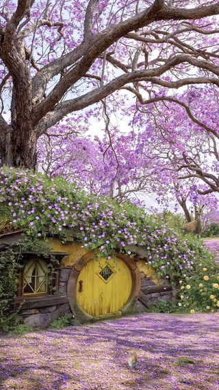 樱花树下的小屋