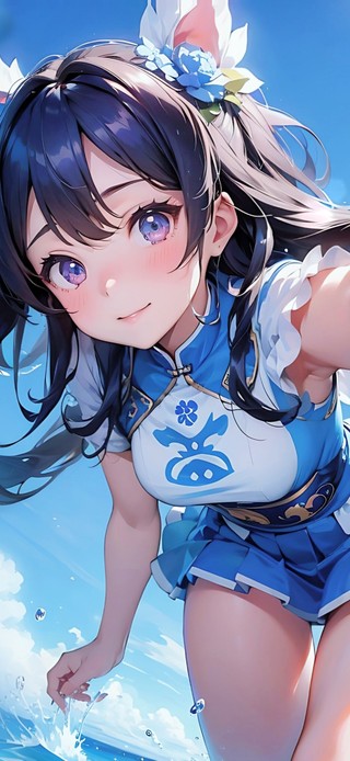 海边看镜头的少女