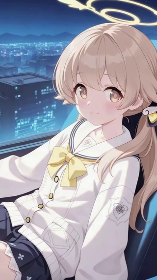 都市夜景窗边美少女
