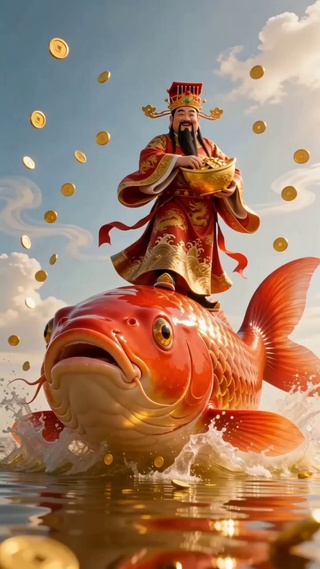 财神鱼身撒金
