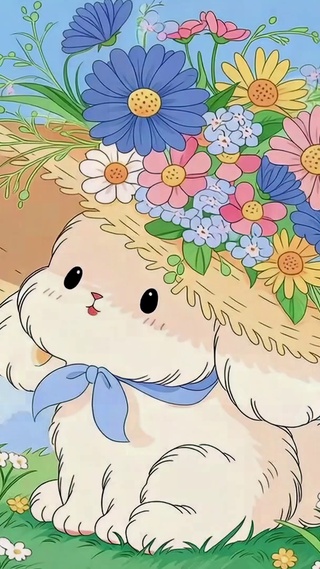 春日花帽软萌小兔子