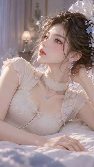 月夜温柔氛围感美女