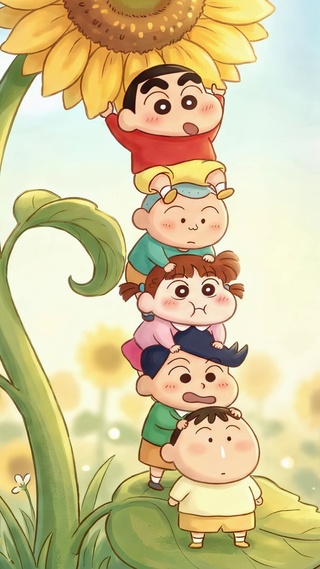 向日葵丛上蜡笔小新