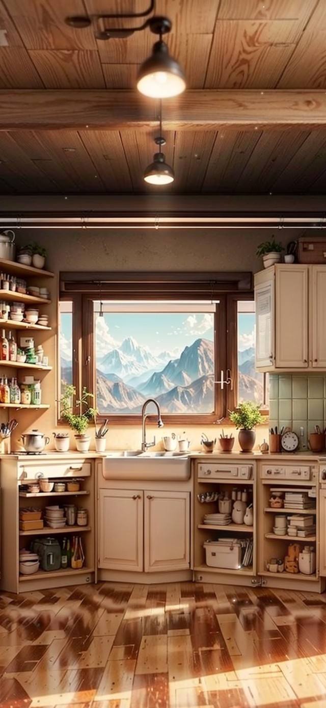 4K湖泊中的温馨厨房