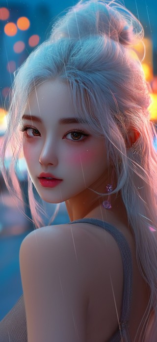 白发丸子头少女