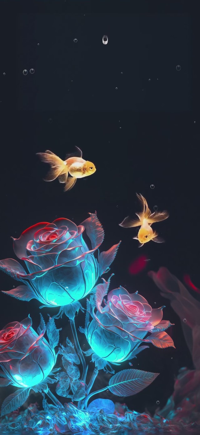 鱼 玫瑰花 4K