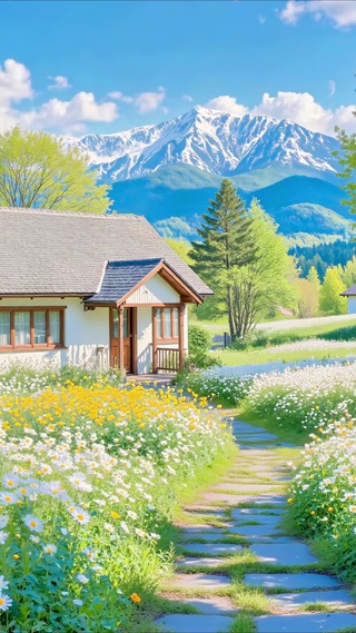 护眼晴天花田小屋