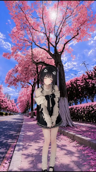 樱花下少女