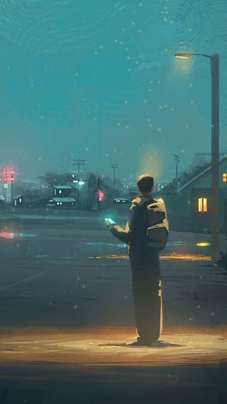 孤独男生雪中背影，唯美雪景