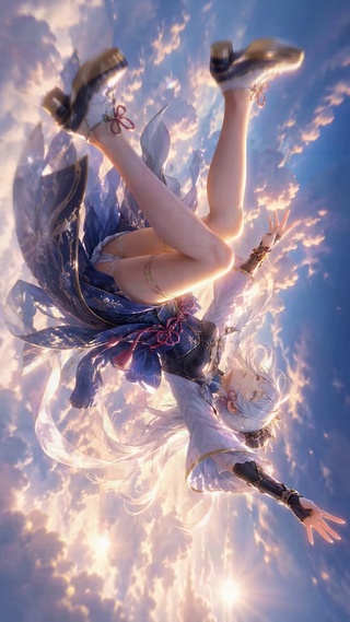 晴空云端的银发二次元美少女