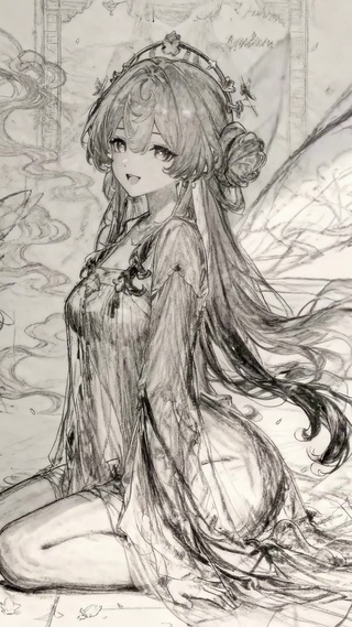 素描线画小精灵