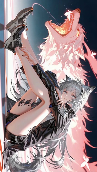 白发银月狼族白发狐耳少女