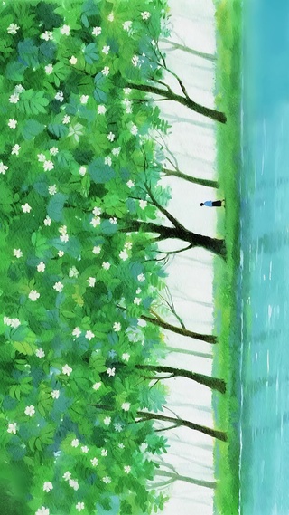 花林散步的少女