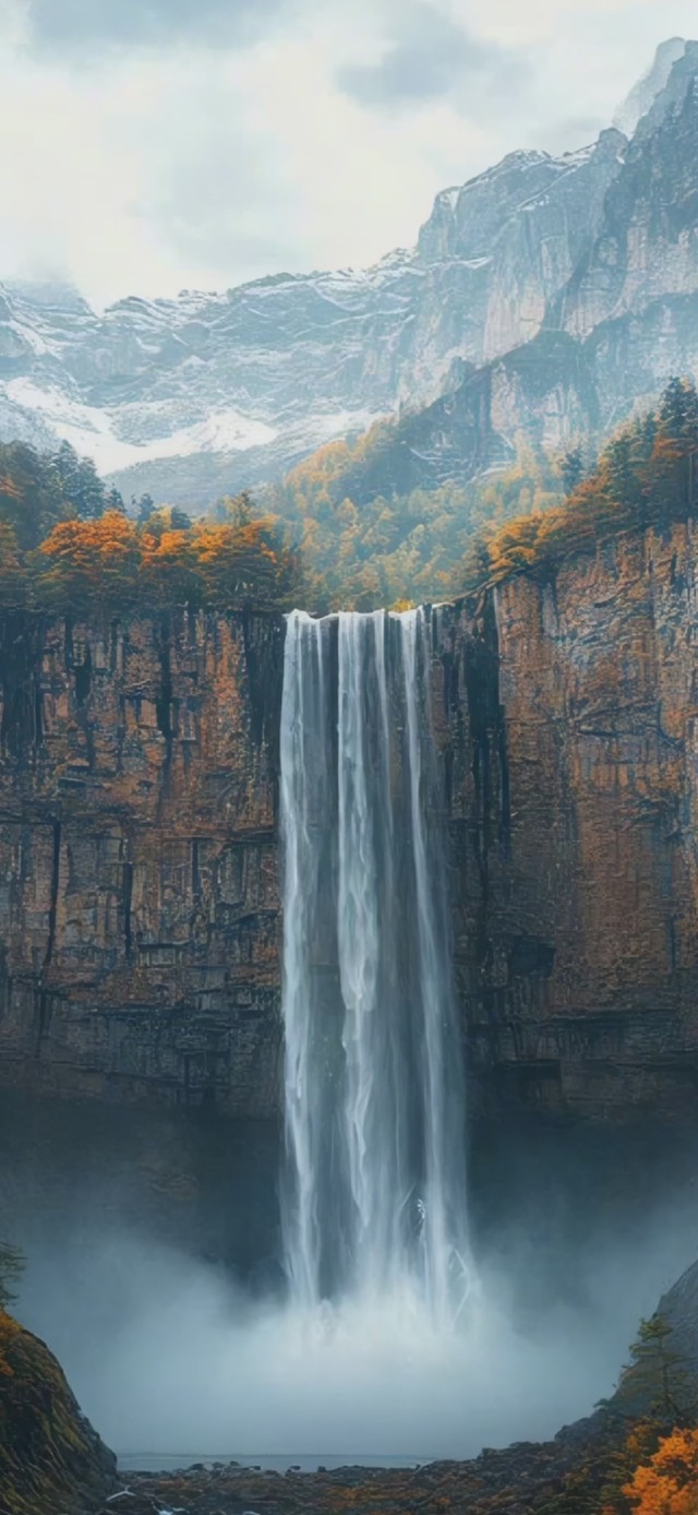 秋崖飞瀑