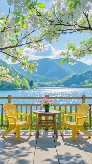 花开时节的湖光露台